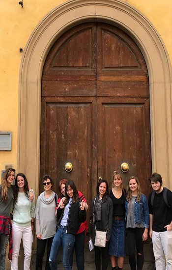 Students in front of residence in Cortona