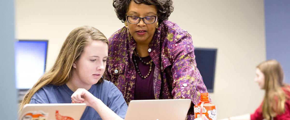 Barbara McCaskill teaching in classroom